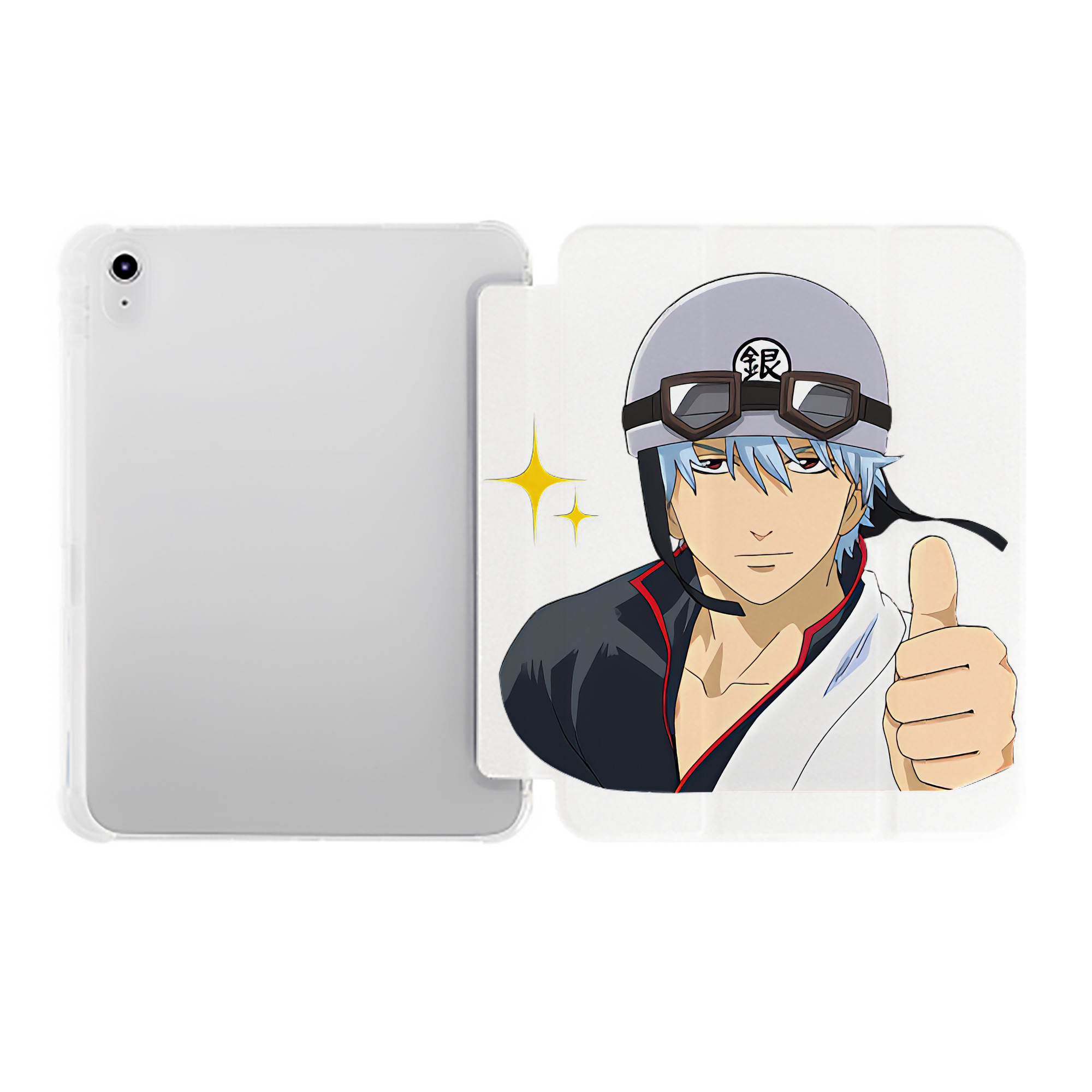 （画像用） ぎんたま 坂田銀時（さかたぎんとき） 神楽 志村新八（しむら しんぱち） GINTAMA Sakata Gintoki Kagura Shimura Shinpachi IPad ケース ペン収納付き 三つ折りスタンド PUレザー×シリコン 対応機種9.5/10.5/10.9インチ